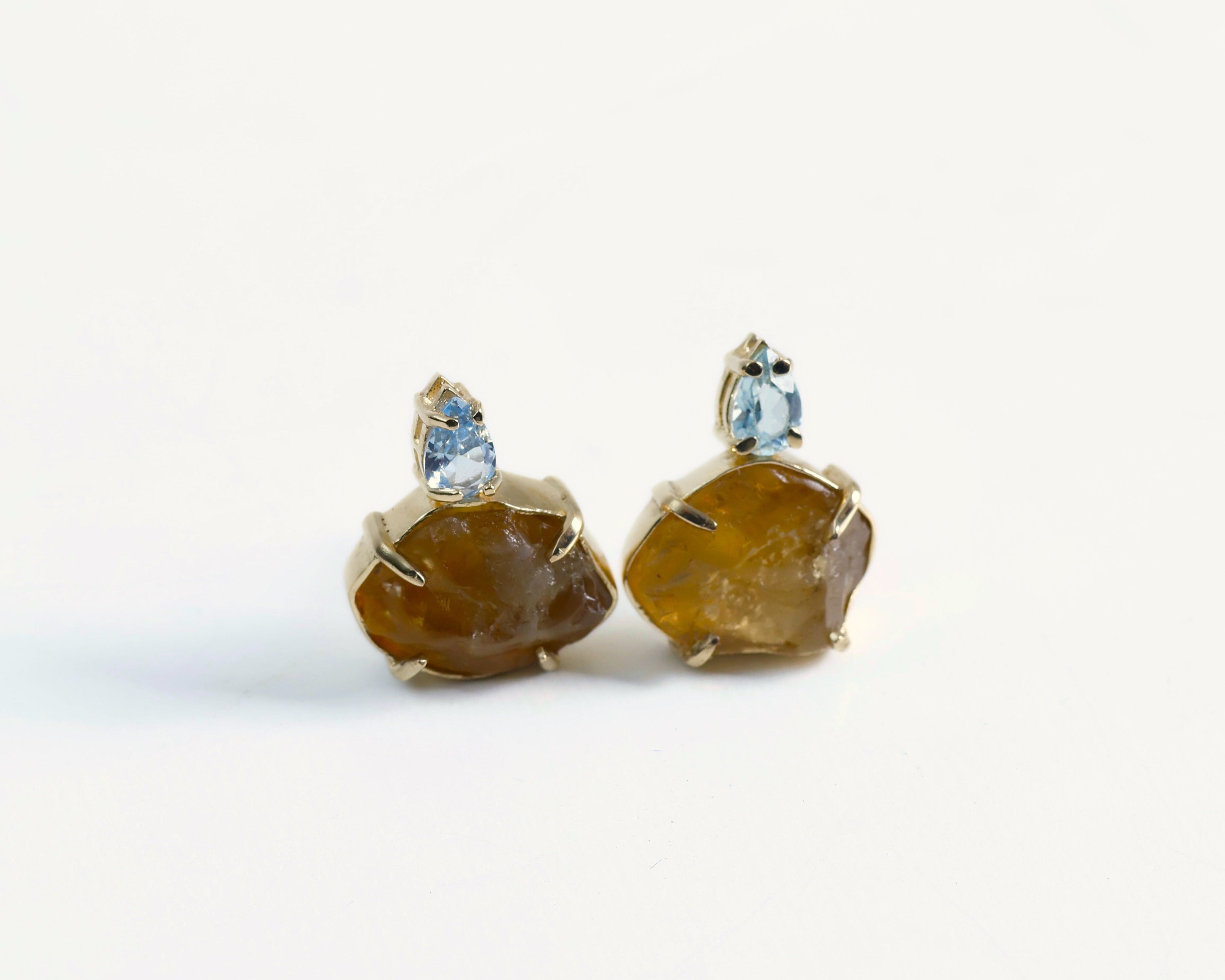 Pendientes Bahia citrino y topacio azul