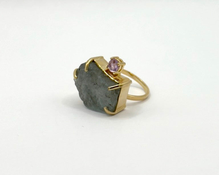Anillo Bahia Aguamarina y Amatista