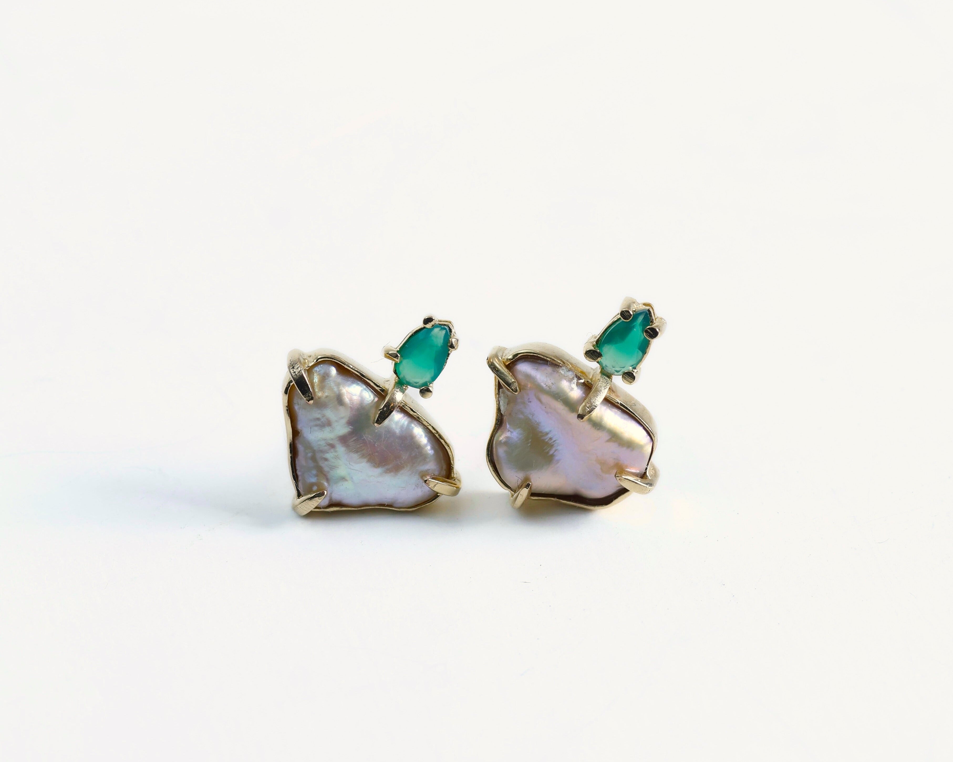 Pendientes Bahia perla y crisoprasa