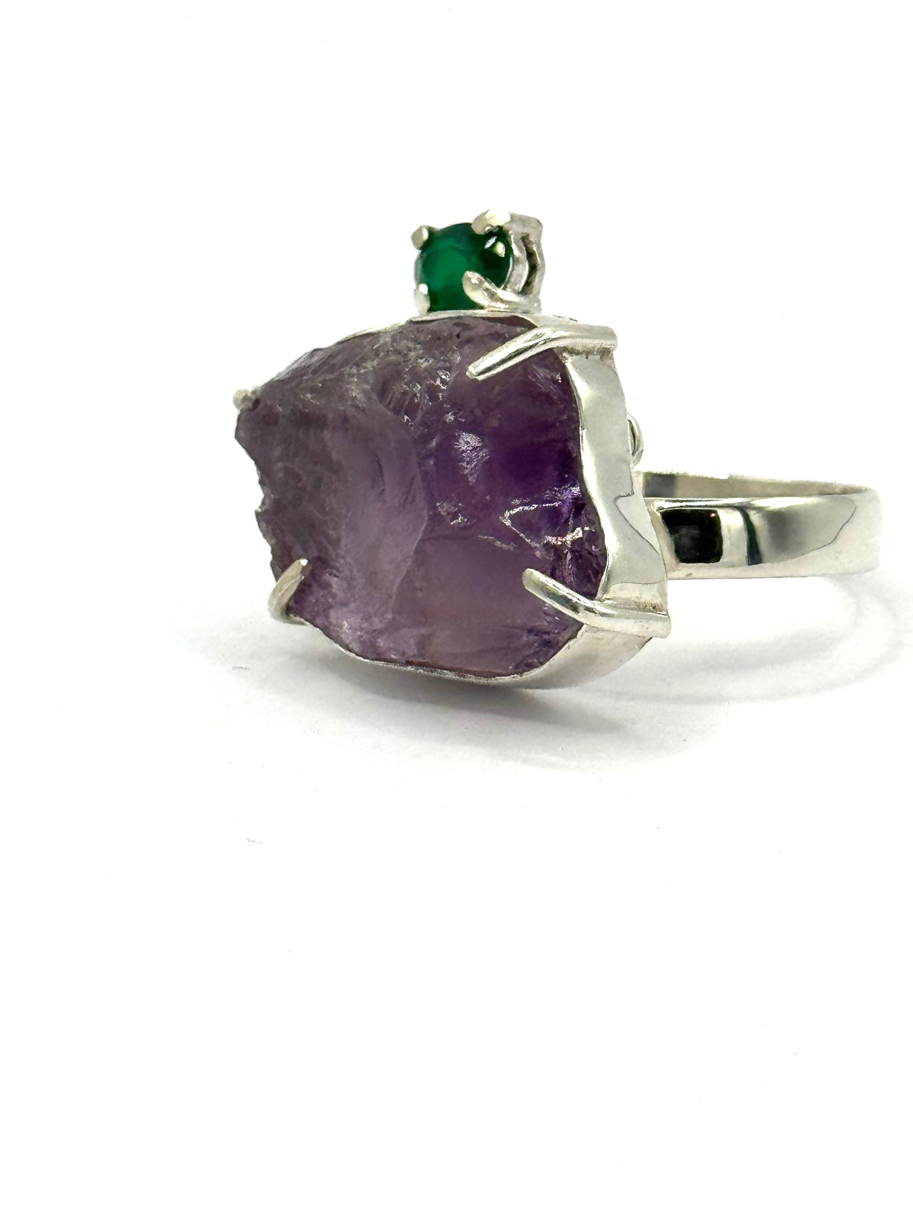 Anillo Amazonas Amatista y Crisoprasa