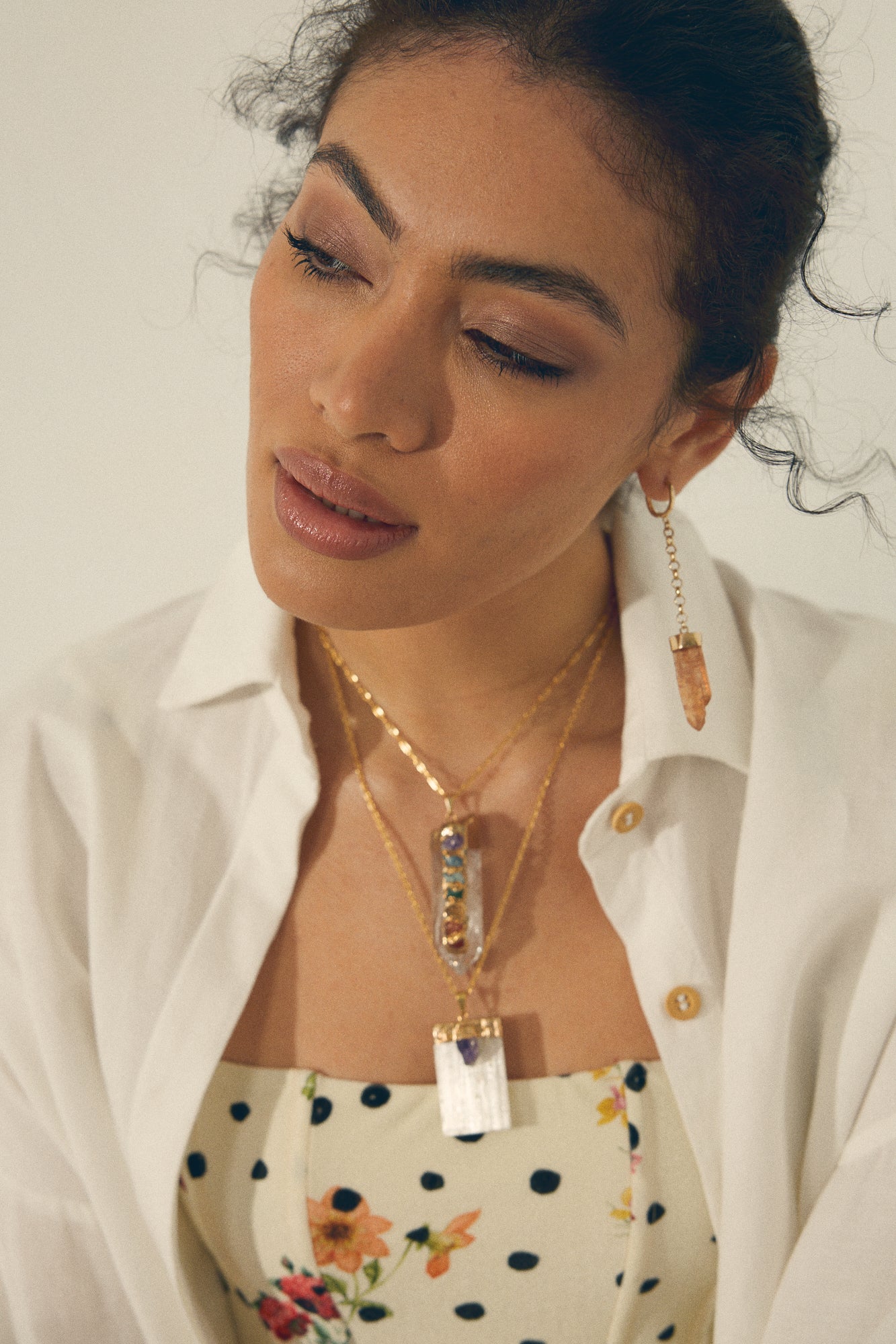 Colgante Recife Selenita con Amatista