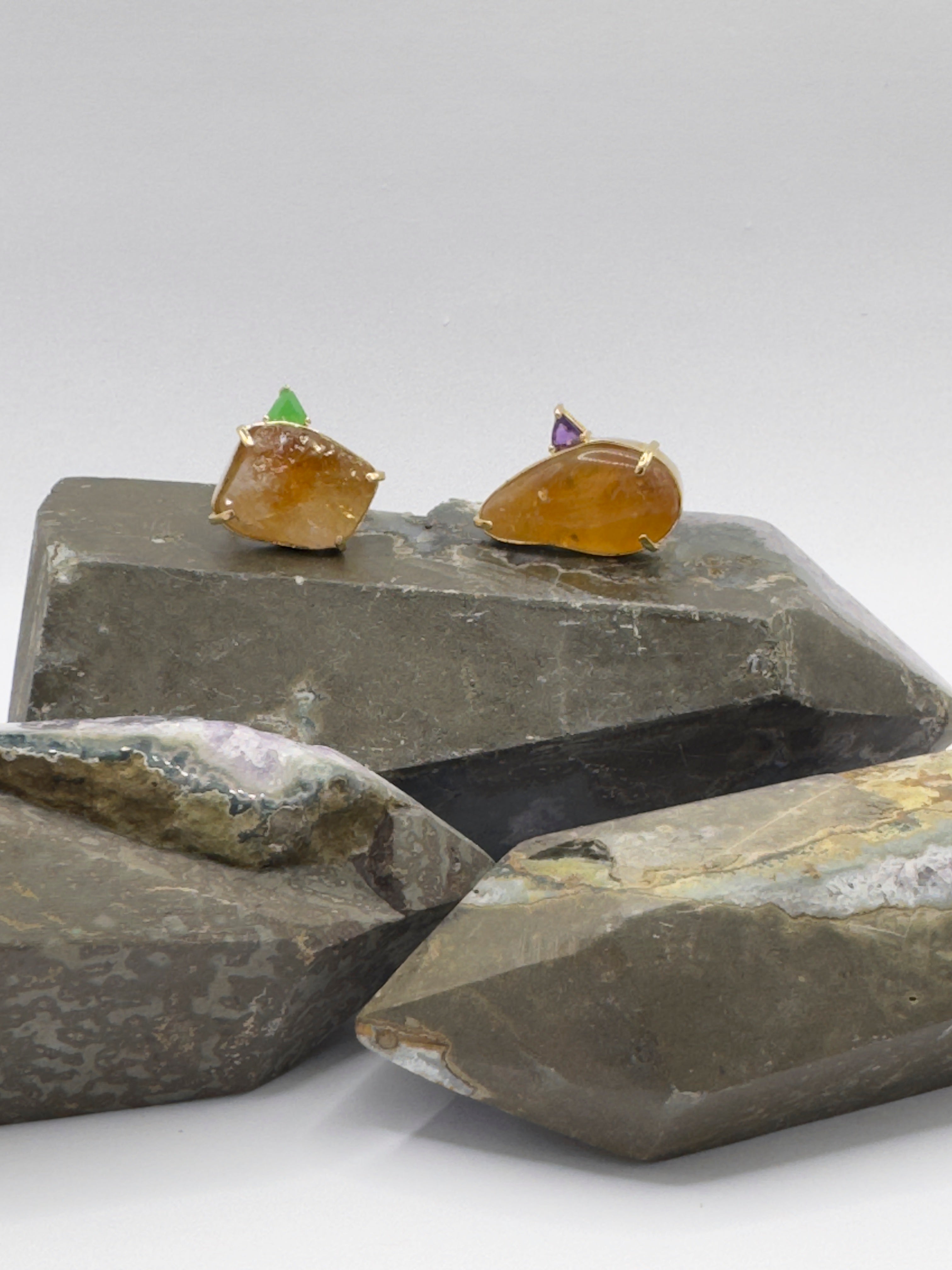 Anillo Bahia Citrino y Crisoprasa