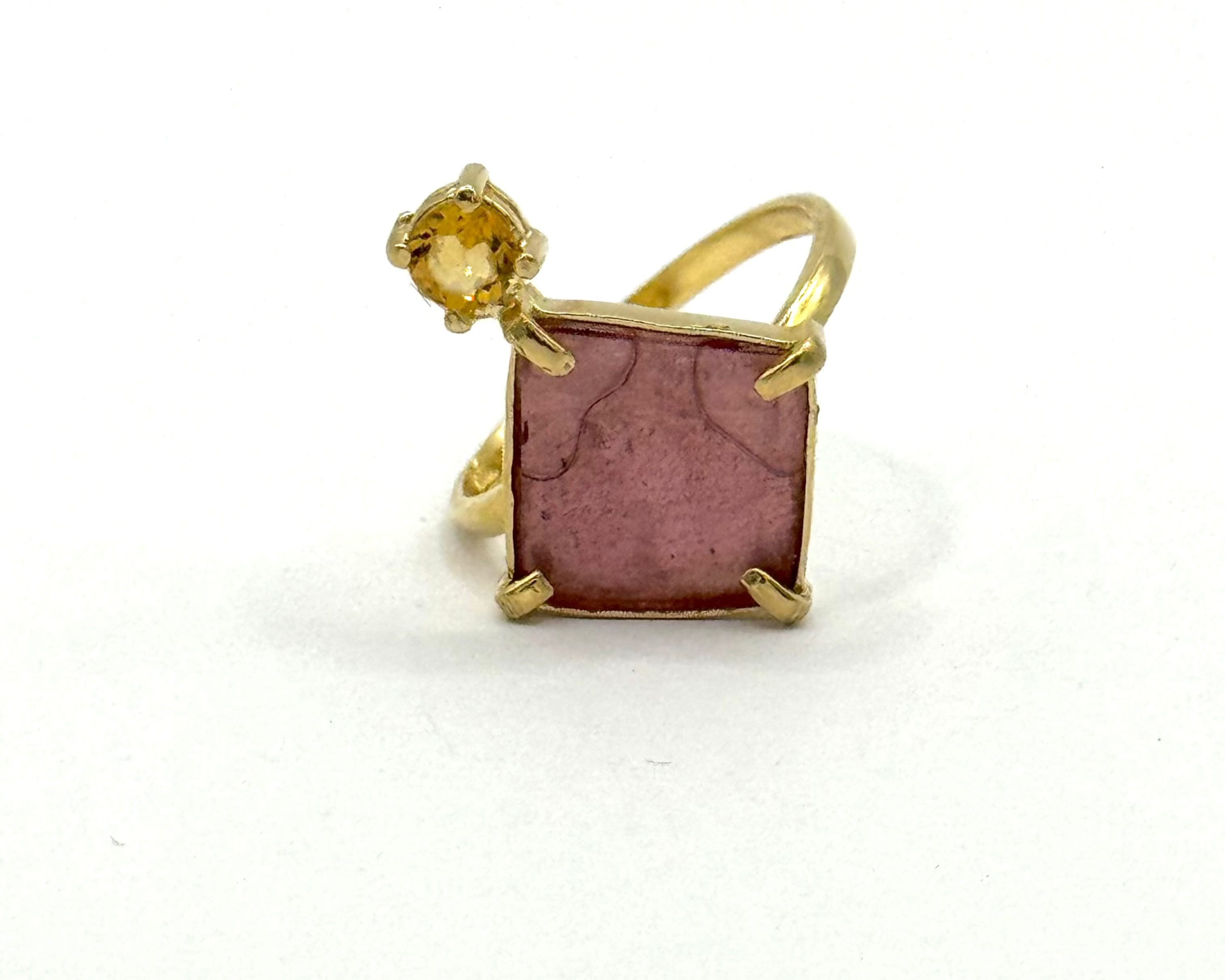 Anillo Alagoas Turmalina rosa y Citrino