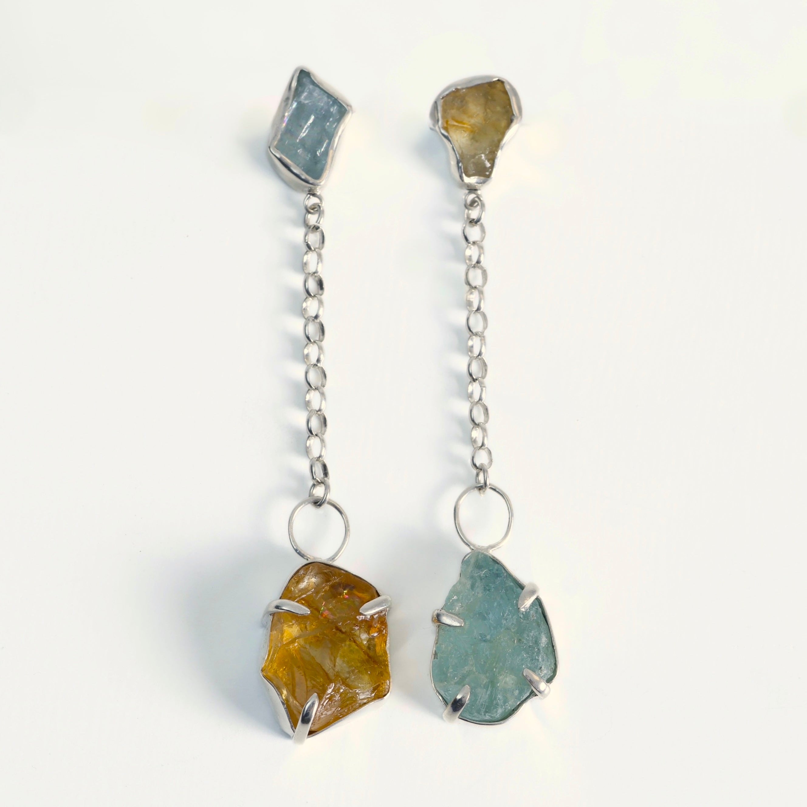 Pendientes Amazonas Aguamarina y Citrino