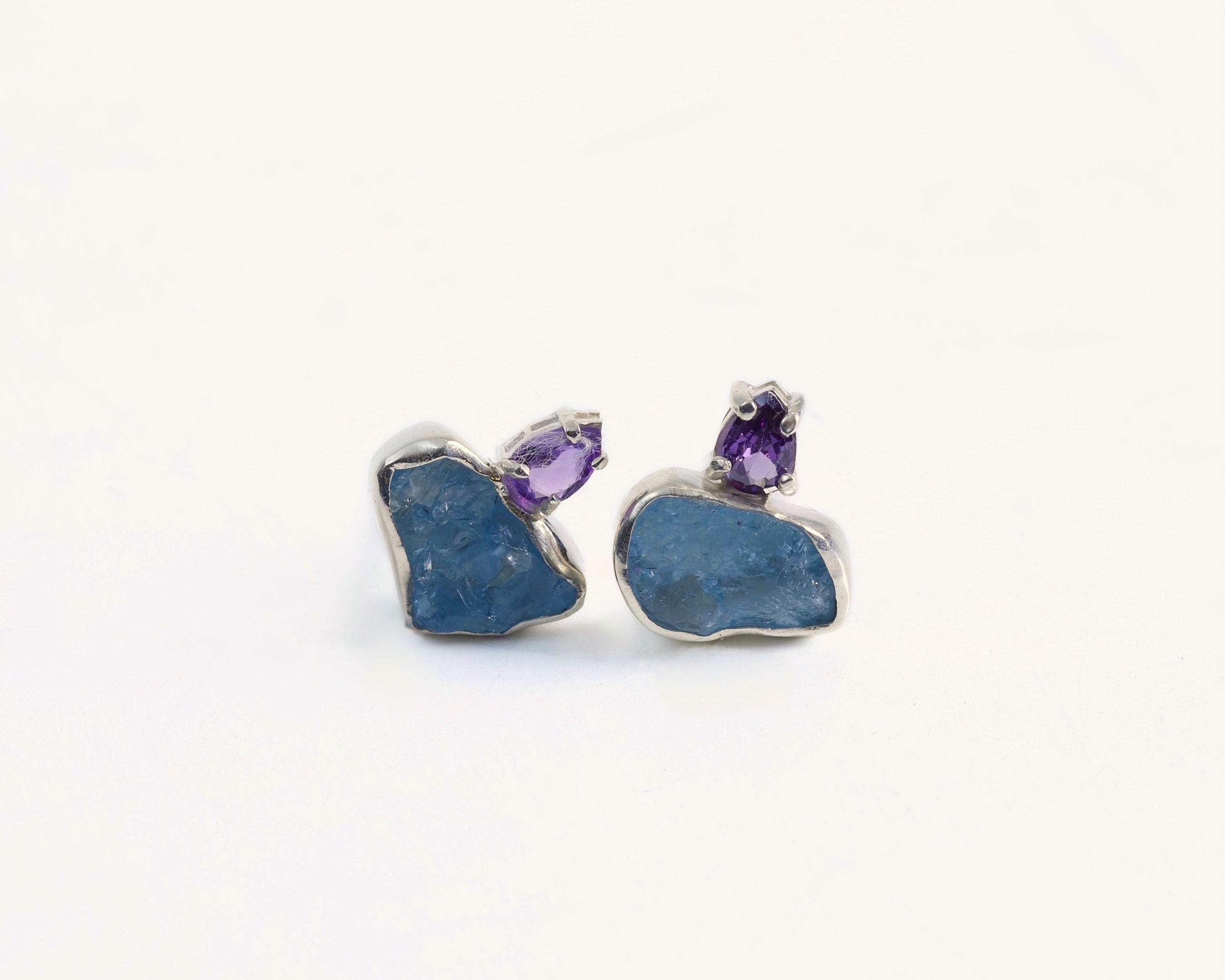 Pendientes Rio aguamarina y amatista