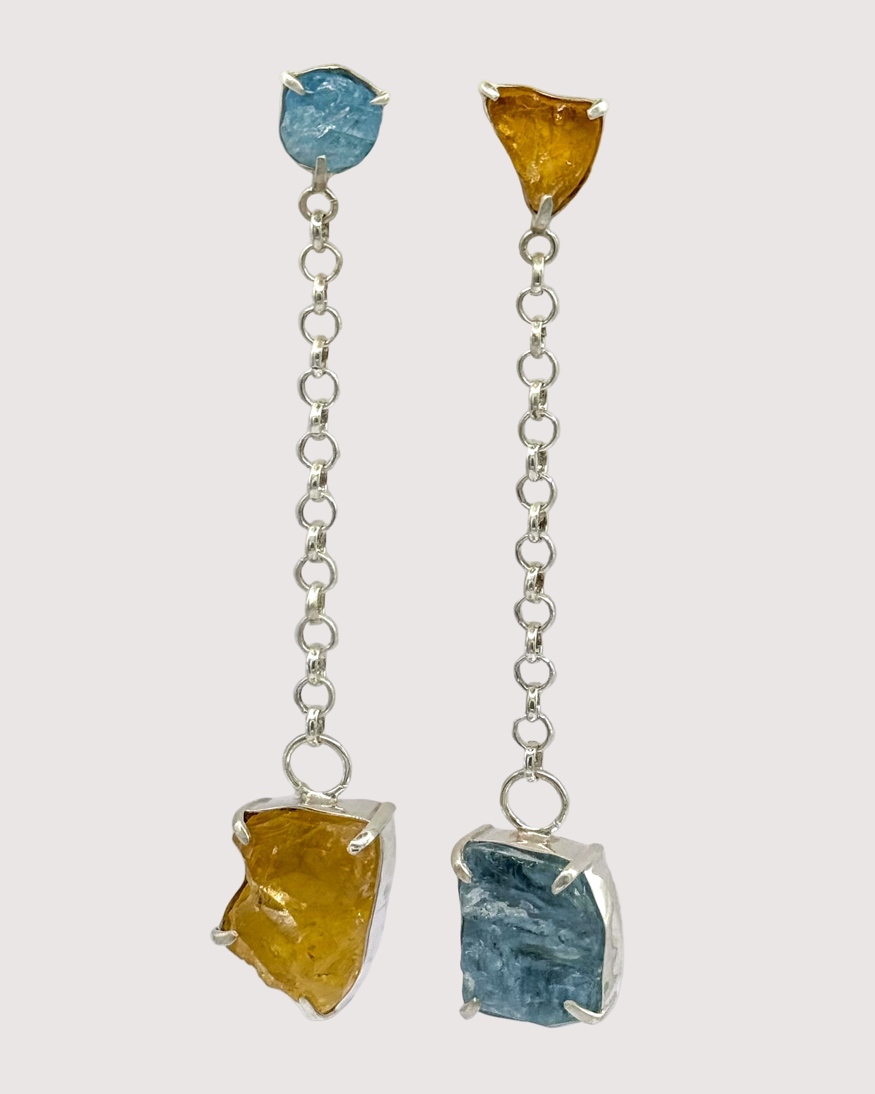 Pendientes Amazonas Aguamarina y Citrino