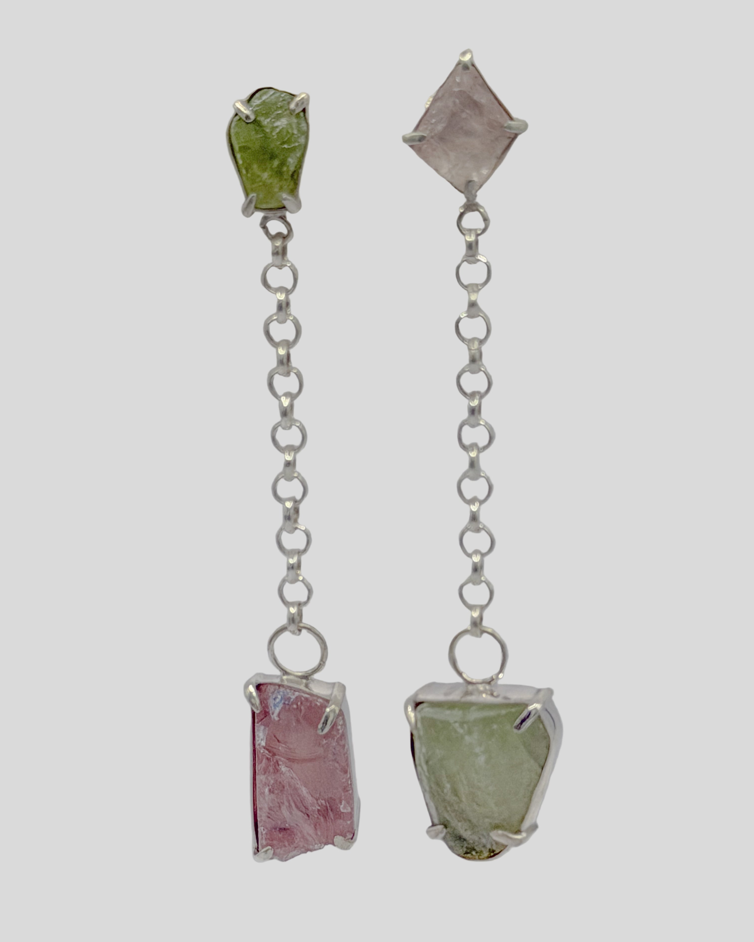 Pendientes Amazonas Cuarzo Verde y Rosa