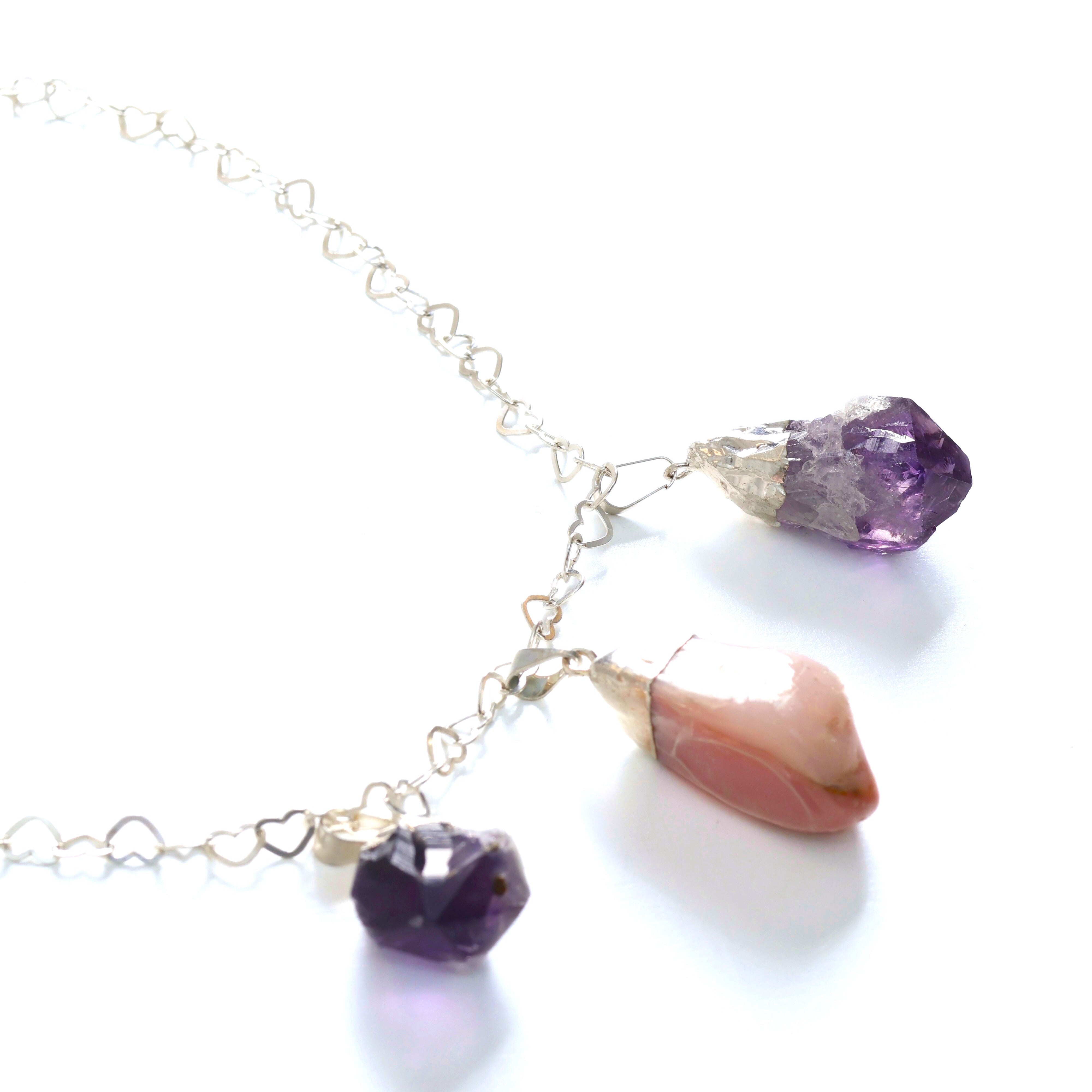 Colgante Recife Corazones Ópalo y Amatista