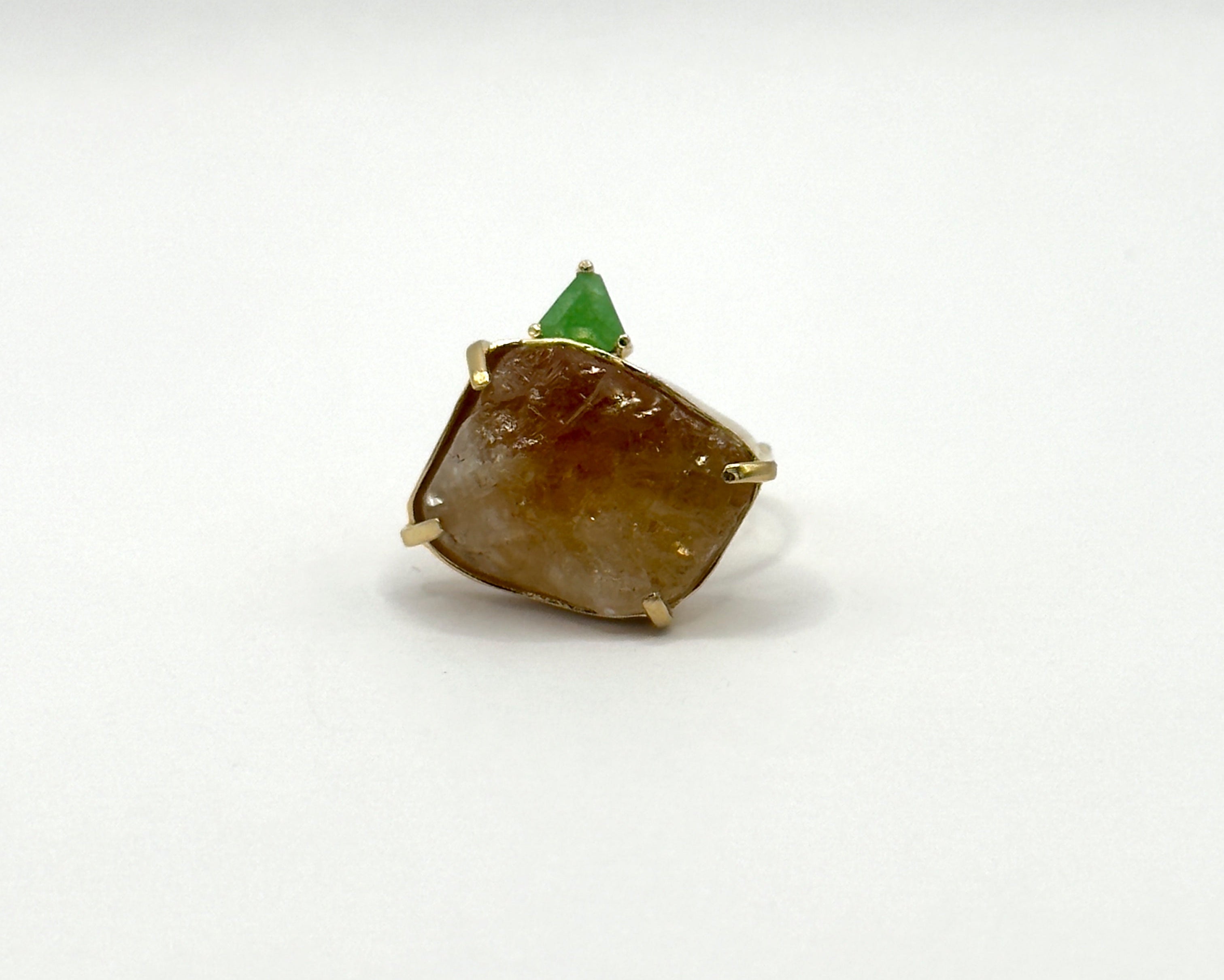 Anillo Bahia Citrino y Crisoprasa