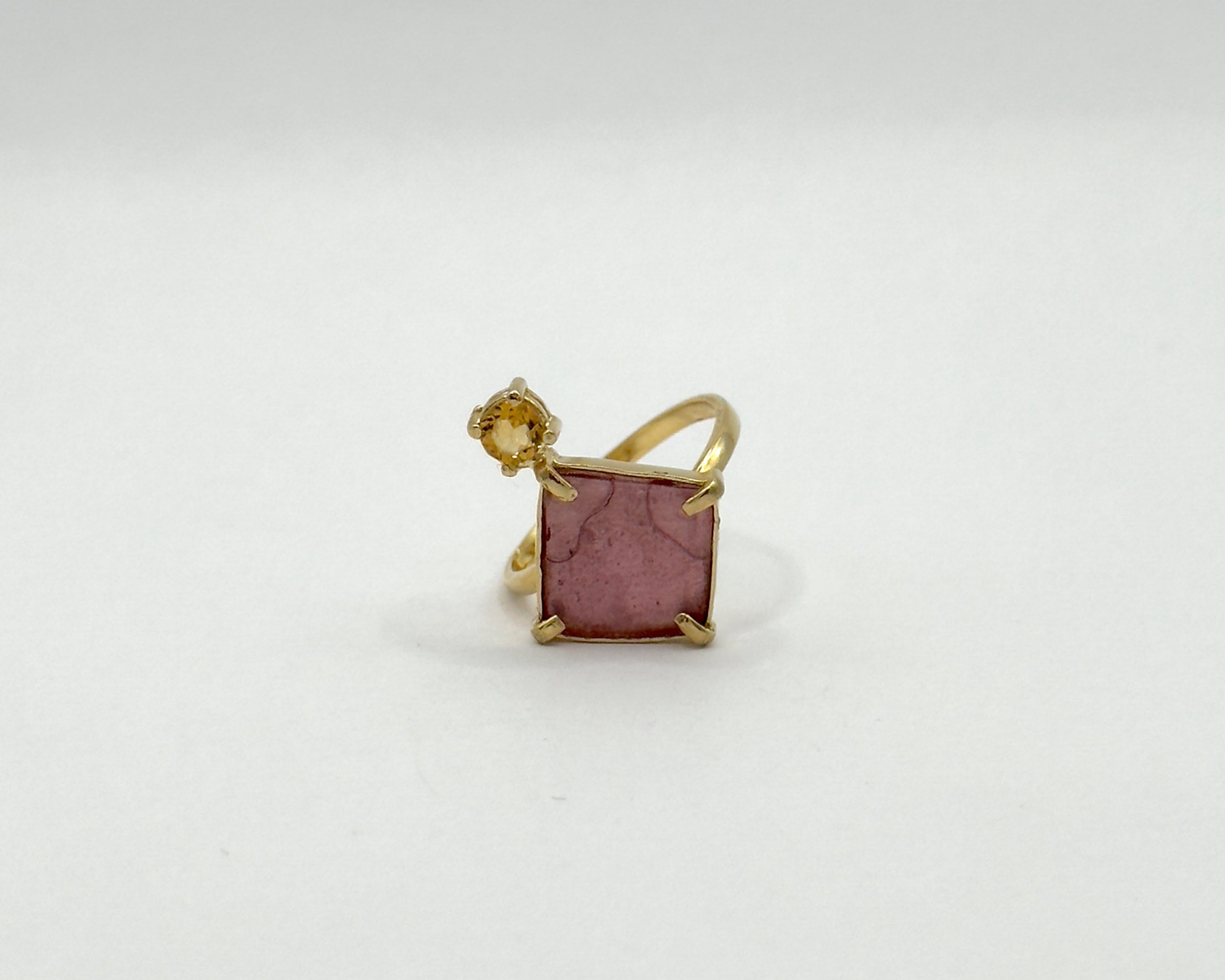 Anillo Alagoas Turmalina rosa y Citrino