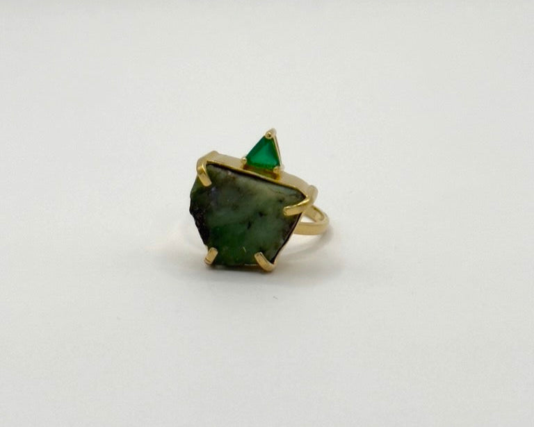 Anillo Bahia Esmeralda y Crisoprasa