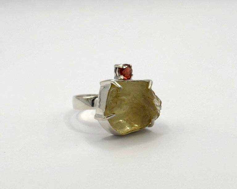 Anillo Amazonas Citrino y Cornalina