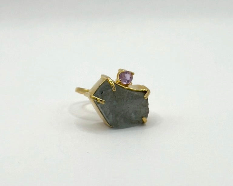 Anillo Bahia Aguamarina y Amatista