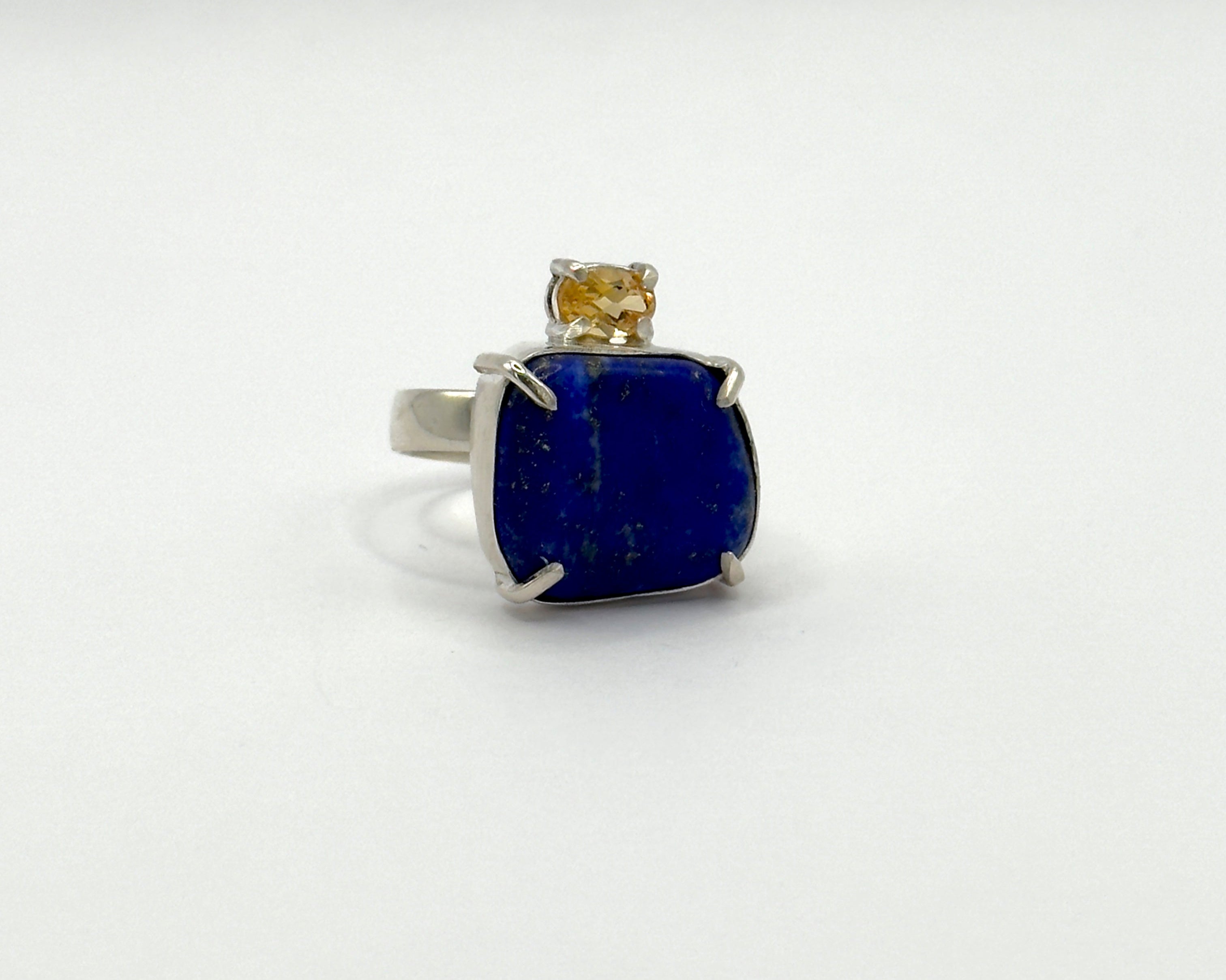 Anillo Amazonas Lapislázuli y Citrino