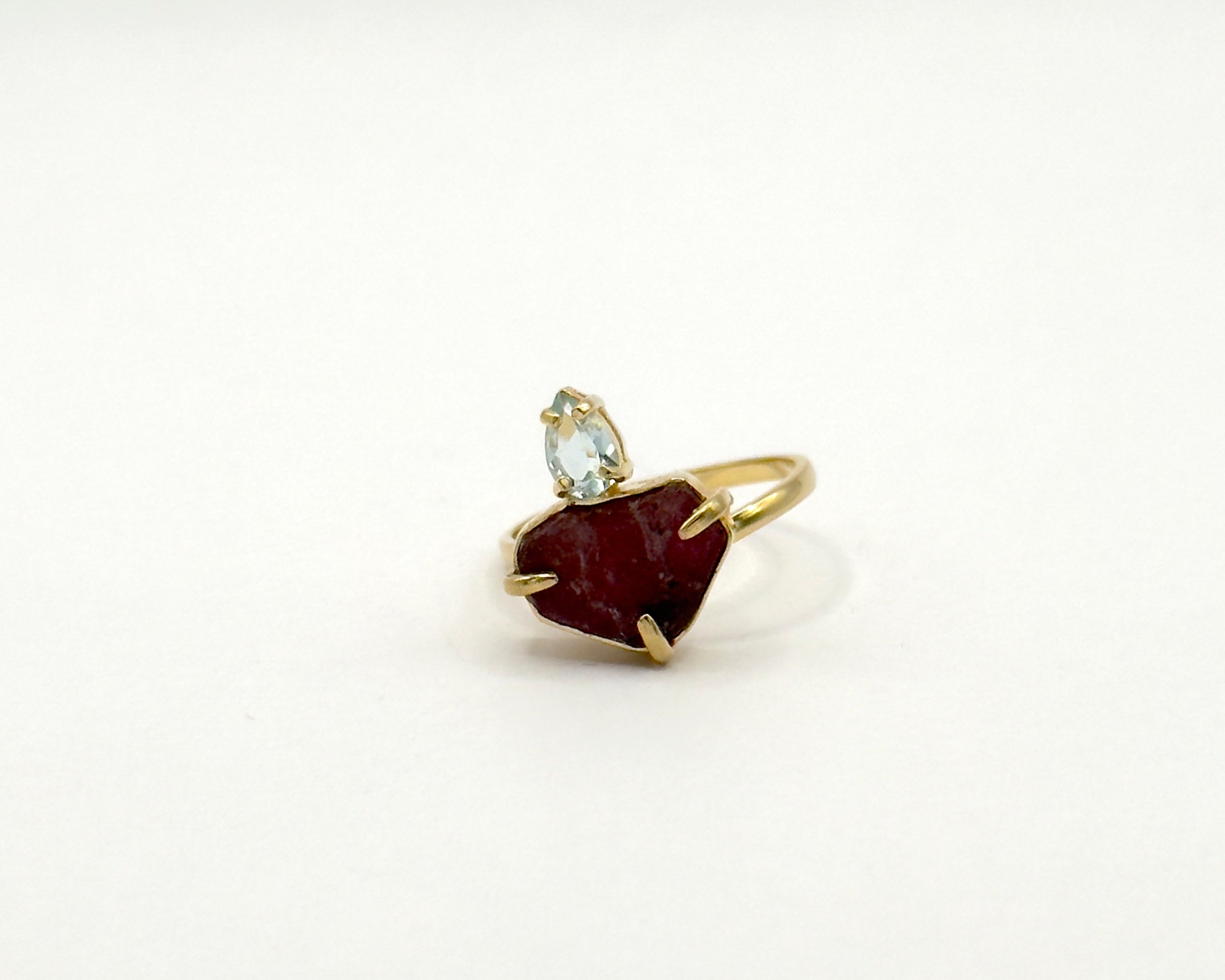 Anillo Alagoas Turmalina rosa y Topacio azul