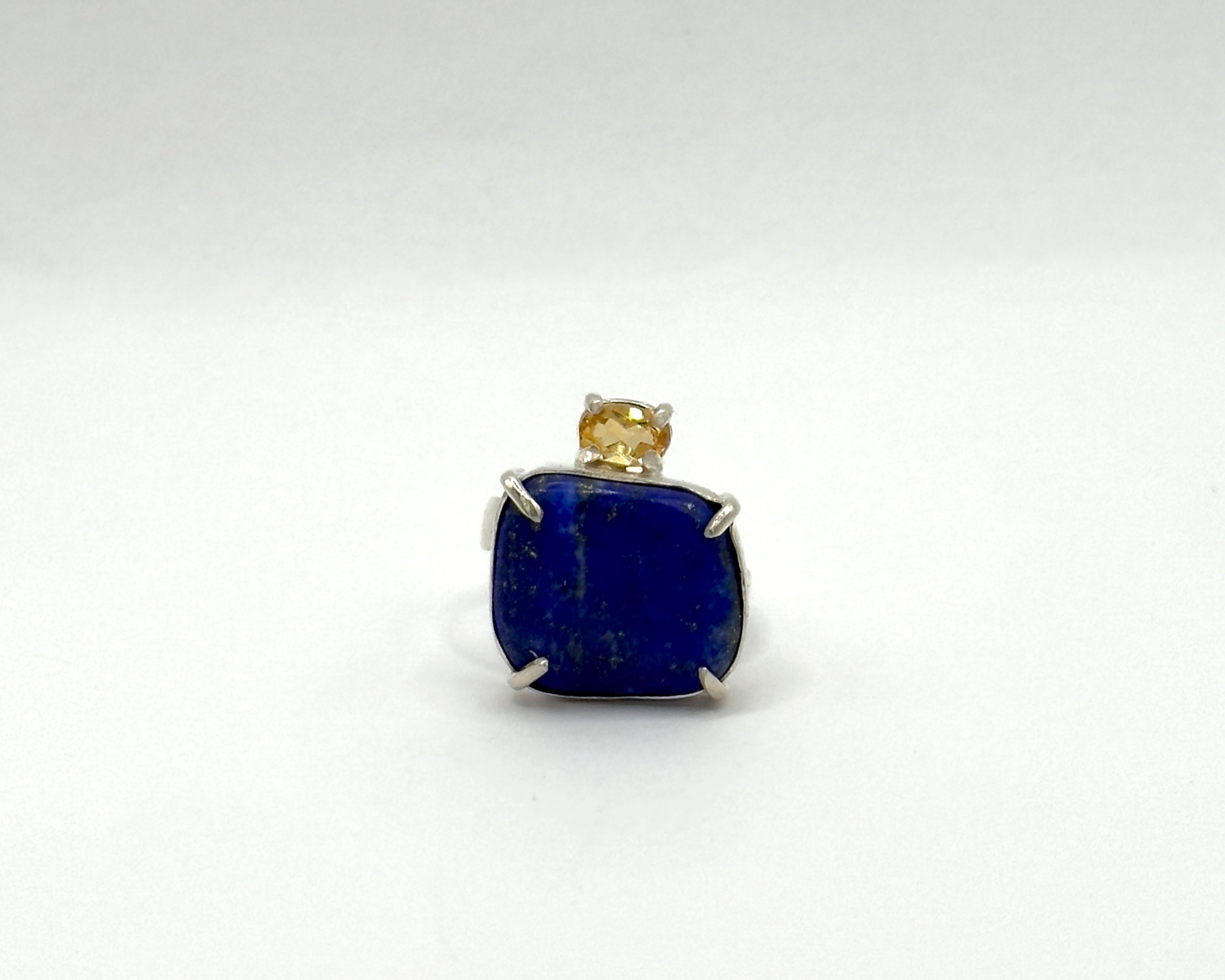 Anillo Amazonas Lapislázuli y Citrino