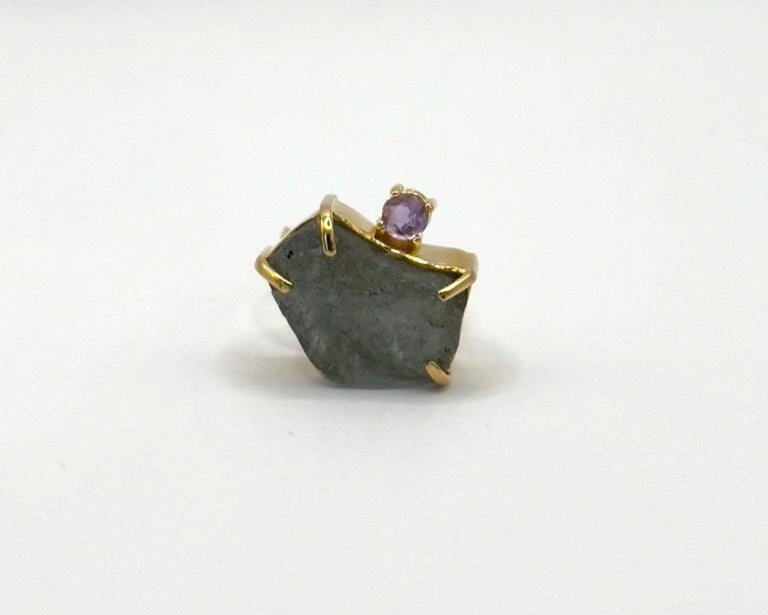 Anillo Bahia Aguamarina y Amatista