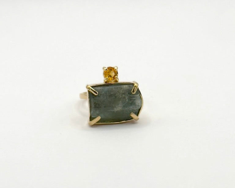 Anillo Bahia Aguamarina y Citrino