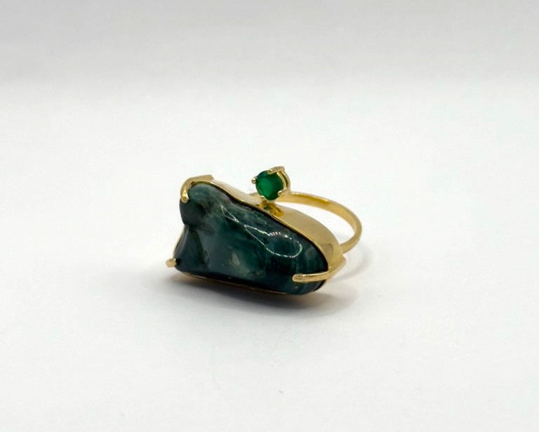 Anillo Alagoas Esmeralda y Crisoprasa