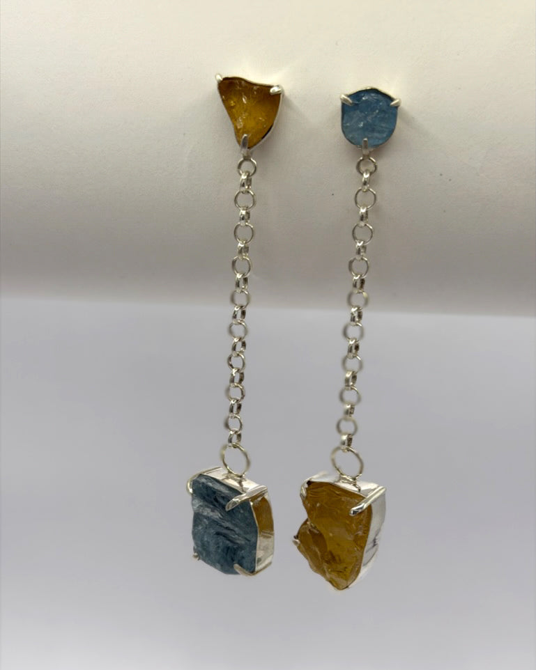 Pendientes Amazonas Aguamarina y Citrino